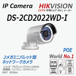 Hikvision ハイクビジョン バレット IP ネットワークカメラ 屋外 屋内 2MP 200万画素 DS-2CD2022WD-I 2CD2022